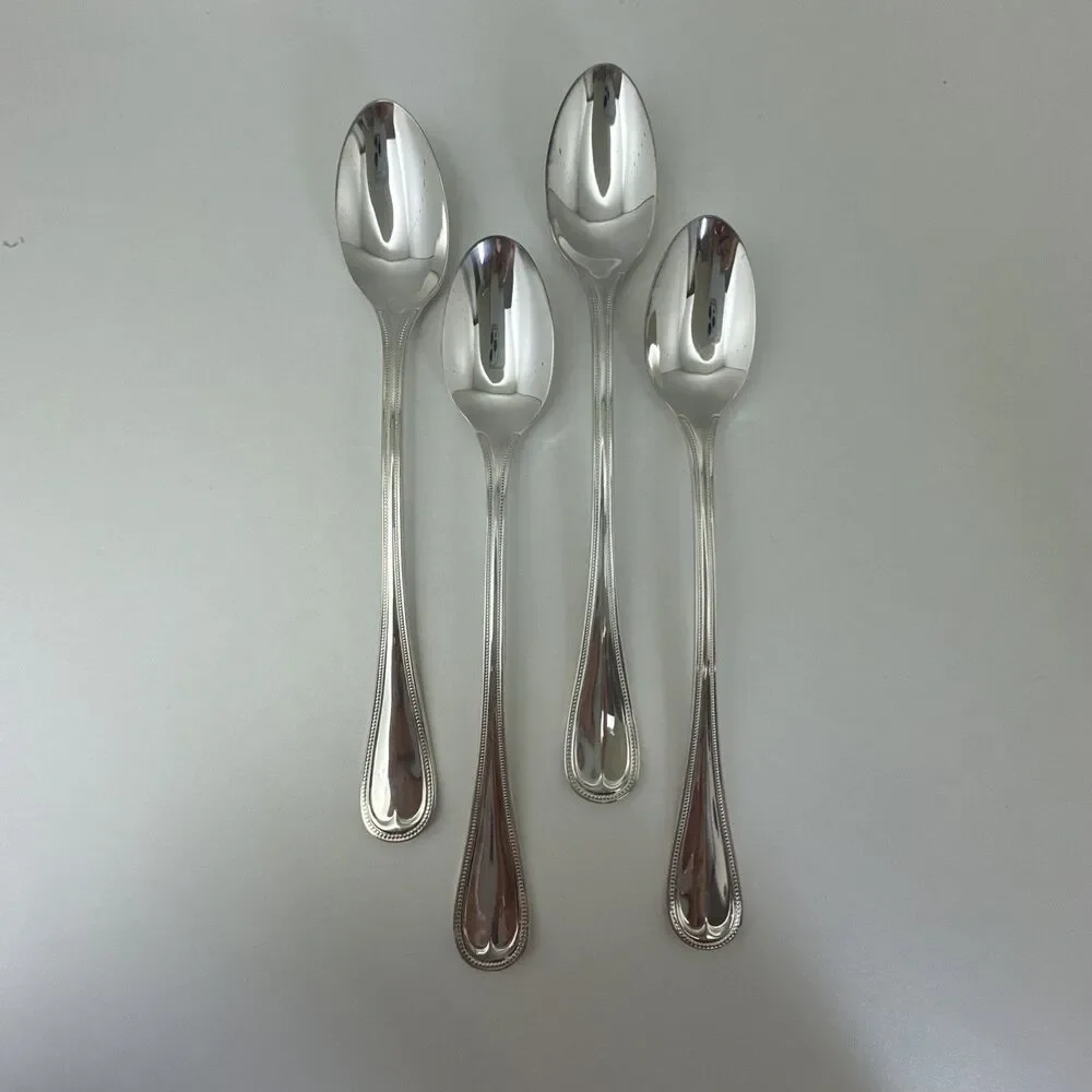 Reed & Barton Beaded English Gentry Silverplate Iced Tea Spoon  7 1/2